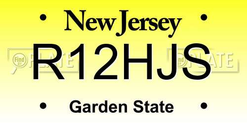 R12HJS New Jersey License Plate