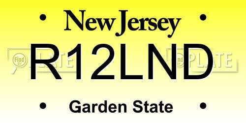 R12LND New Jersey License Plate