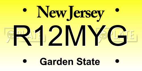 R12MYG New Jersey License Plate
