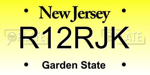 R12RJK New Jersey License Plate