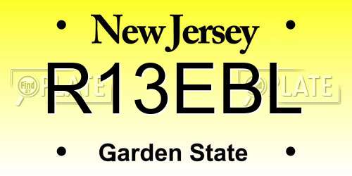 R13EBL New Jersey License Plate