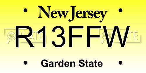 R13FFW New Jersey License Plate