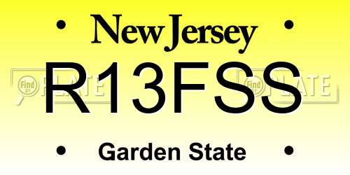 R13FSS New Jersey License Plate