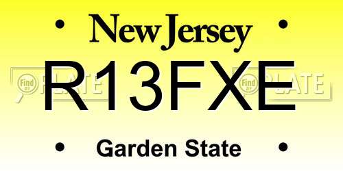 R13FXE New Jersey License Plate