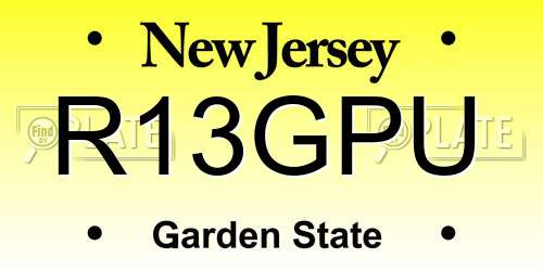 R13GPU New Jersey License Plate