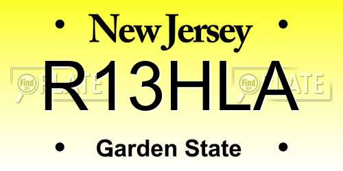 R13HLA New Jersey License Plate