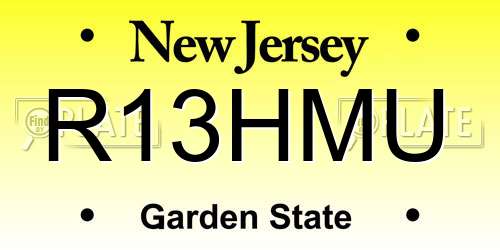 R13HMU New Jersey License Plate
