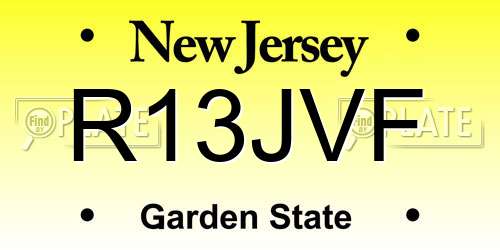 R13JVF New Jersey License Plate