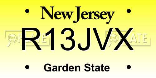 R13JVX New Jersey License Plate