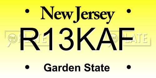 R13KAF New Jersey License Plate