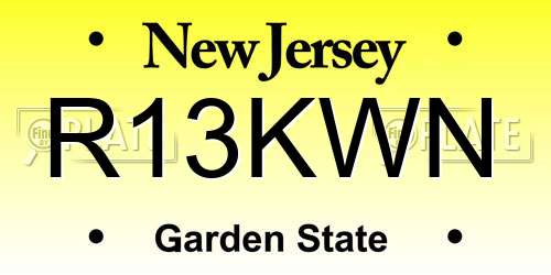 R13KWN New Jersey License Plate