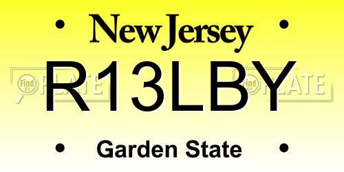 R13LBY New Jersey License Plate