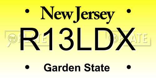 R13LDX New Jersey License Plate