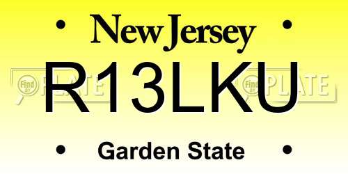 R13LKU New Jersey License Plate