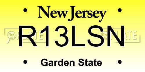 R13LSN New Jersey License Plate
