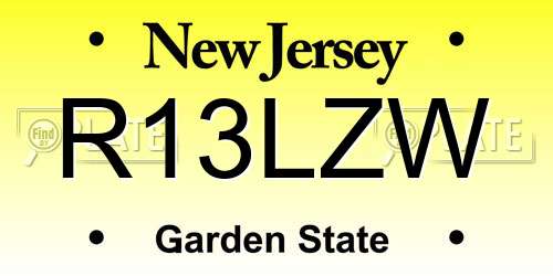 R13LZW New Jersey License Plate