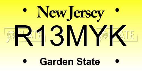 R13MYK New Jersey License Plate