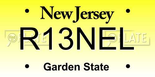 R13NEL New Jersey License Plate