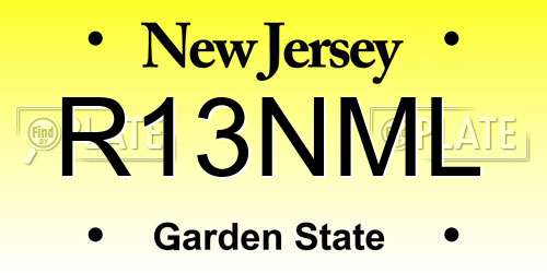 R13NML New Jersey License Plate
