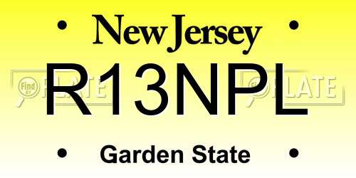 R13NPL New Jersey License Plate