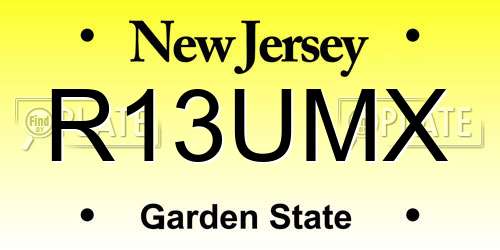 R13UMX New Jersey License Plate