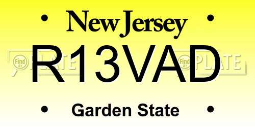 R13VAD New Jersey License Plate