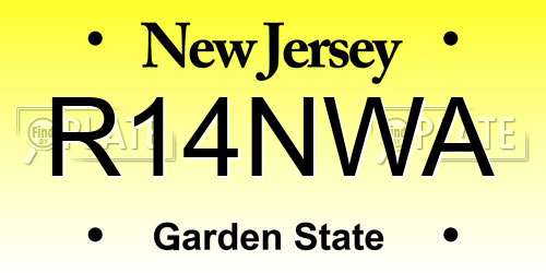 R14NWA New Jersey License Plate