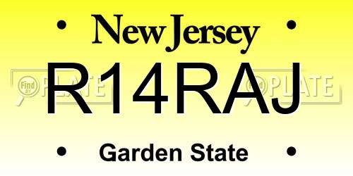 R14RAJ New Jersey License Plate