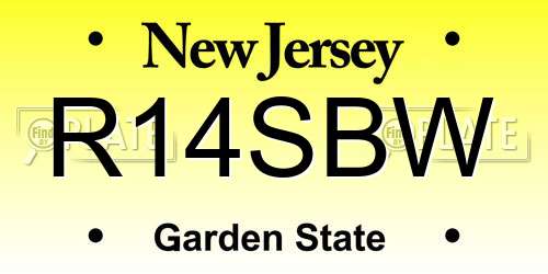 R14SBW New Jersey License Plate
