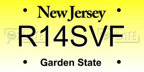 R14SVF New Jersey License Plate