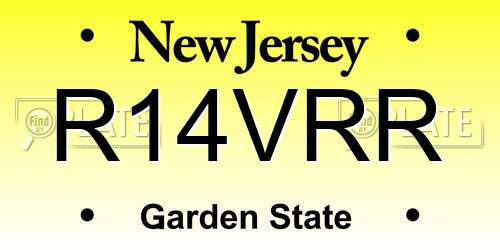 R14VRR New Jersey License Plate