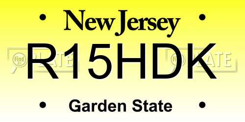 R15HDK New Jersey License Plate