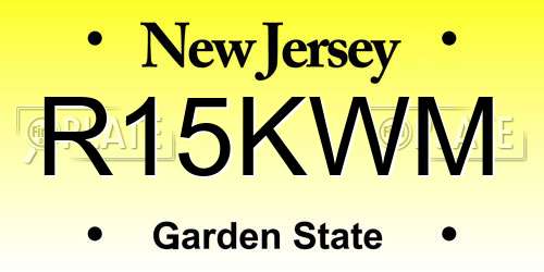 R15KWM New Jersey License Plate