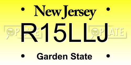 R15LLJ New Jersey License Plate