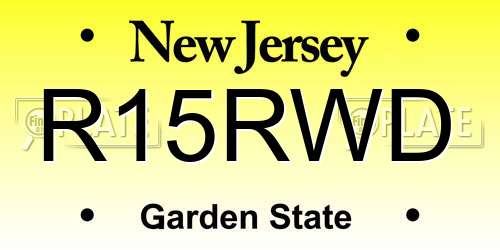 R15RWD New Jersey License Plate
