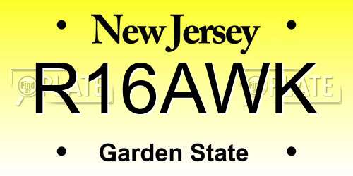 R16AWK New Jersey License Plate