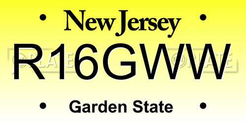 R16GWW New Jersey License Plate