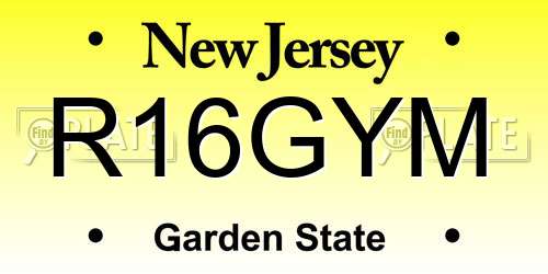 R16GYM New Jersey License Plate