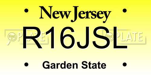R16JSL New Jersey License Plate
