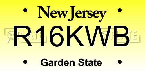 R16KWB New Jersey License Plate