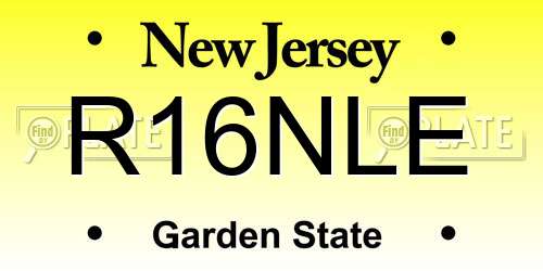 R16NLE New Jersey License Plate