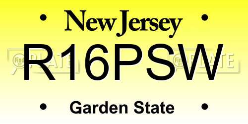 R16PSW New Jersey License Plate