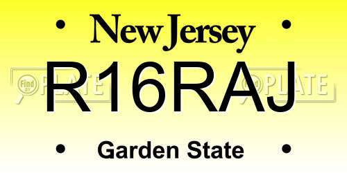 R16RAJ New Jersey License Plate