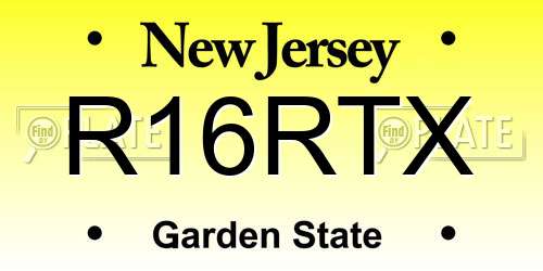 R16RTX New Jersey License Plate