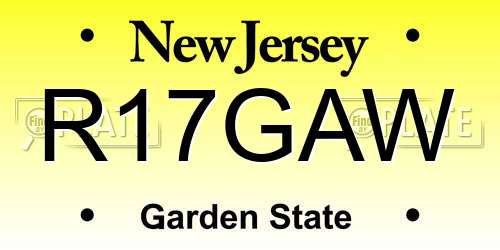 R17GAW New Jersey License Plate