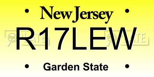 R17LEW New Jersey License Plate