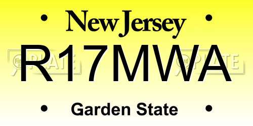 R17MWA New Jersey License Plate