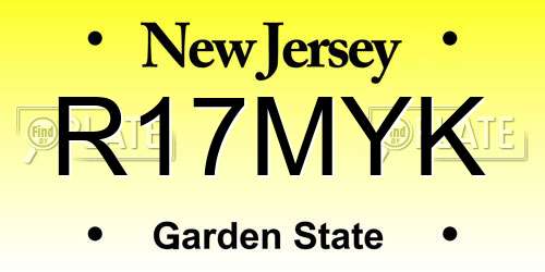 R17MYK New Jersey License Plate