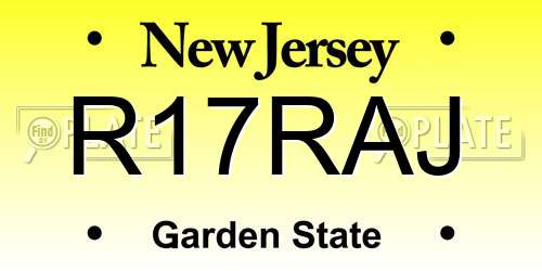 R17RAJ New Jersey License Plate