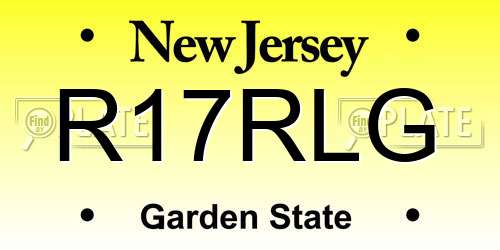 R17RLG New Jersey License Plate